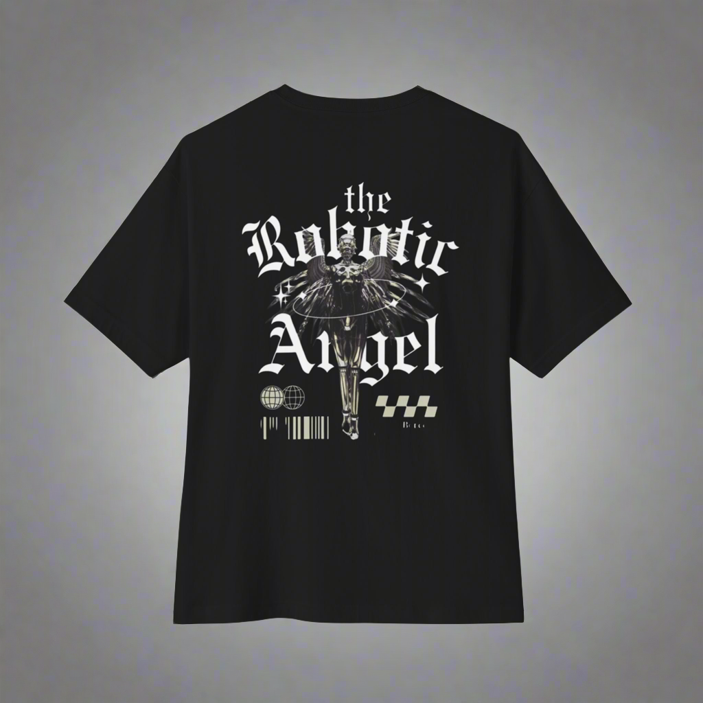 Robotic Angel" Cyber-Gothic Streetwear Tee